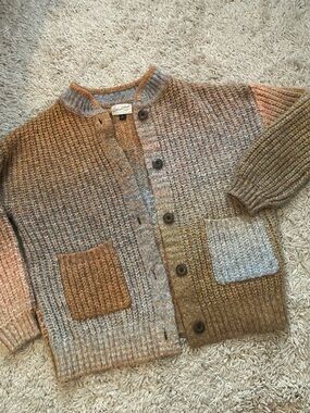 Universal Thread Multicolor Marled Knit Cardigan in Gold and Gray